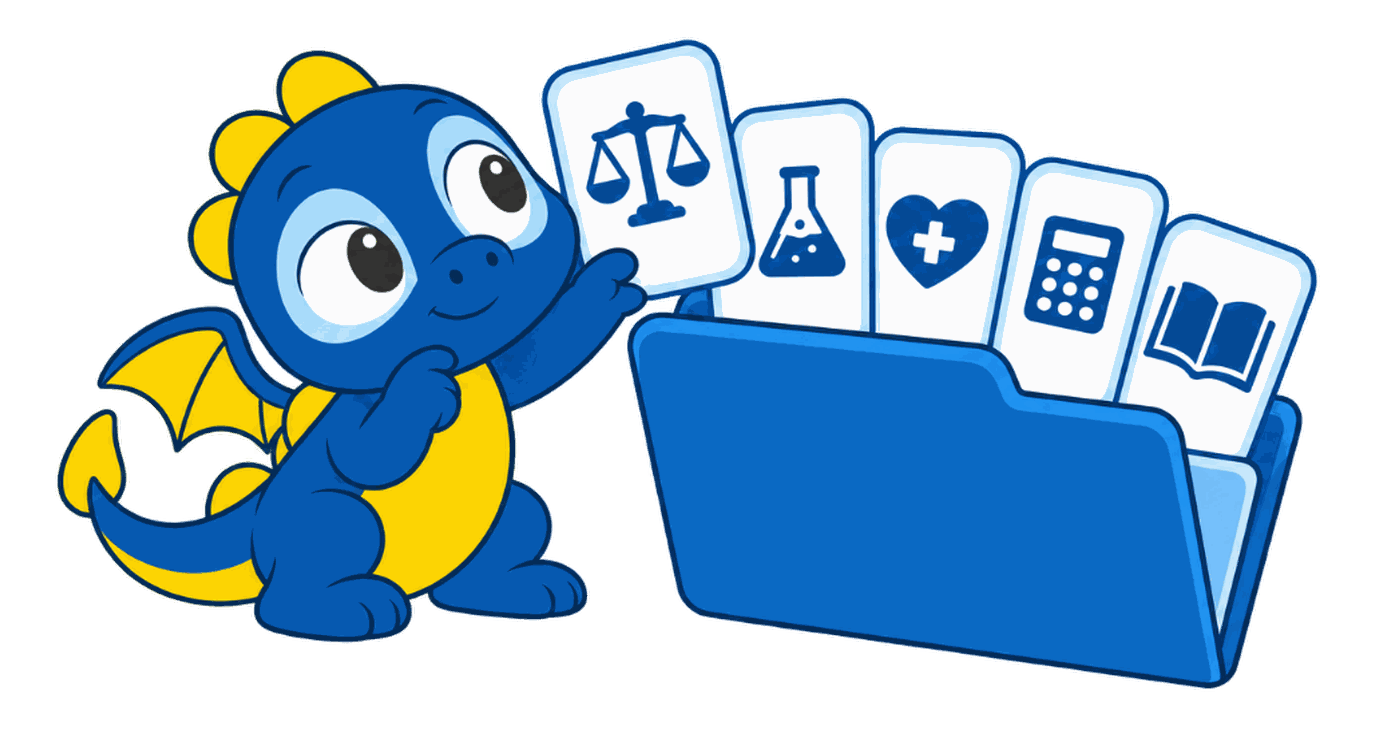 La mascotte di HUB che apre la cartella delle aree di studio